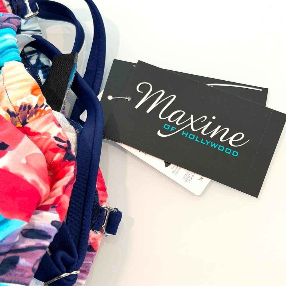Maxine of Hollywood Tropical One Piece Swimsuit Sz 8 Peplum Slimming Adjustable - Picture 6 of 12